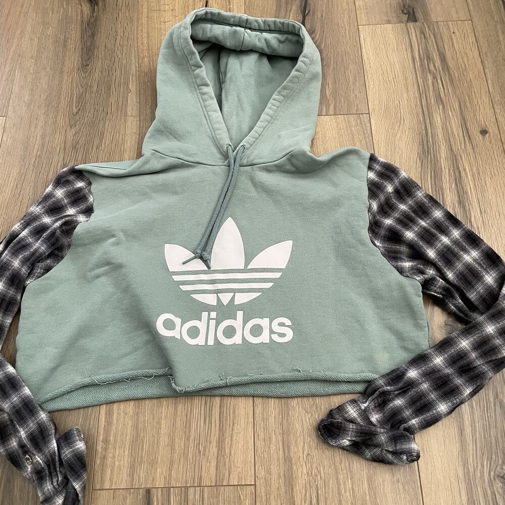 Iamkoko.la Handmade Plaid Sleeve Hoodie Sweatshirt Streetwear I Am Koko